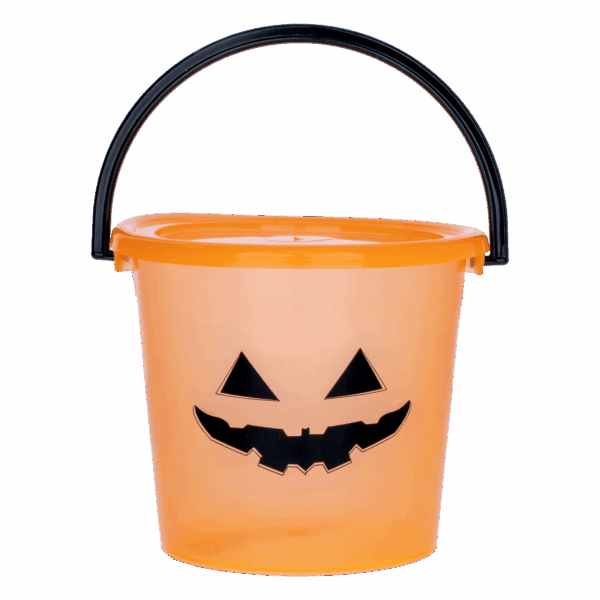 Balde Halloween Naranja Con Tapa Lila PLAPASA 1 Litro - Imagen 2