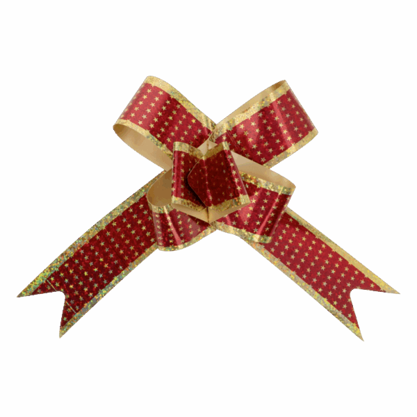 Lazo Mágico Para Regalo Diseño Metálico Impreso Estrellitas Rojo SPLENDOR 42 Cm X 19 Mm - Imagen 2