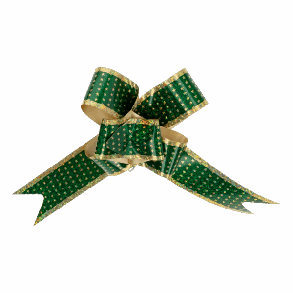Lazo Mágico Para Regalo Diseño Metálico Impreso Estrellitas Verde SPLENDOR 42 Cm X 19 Mm - Imagen 2