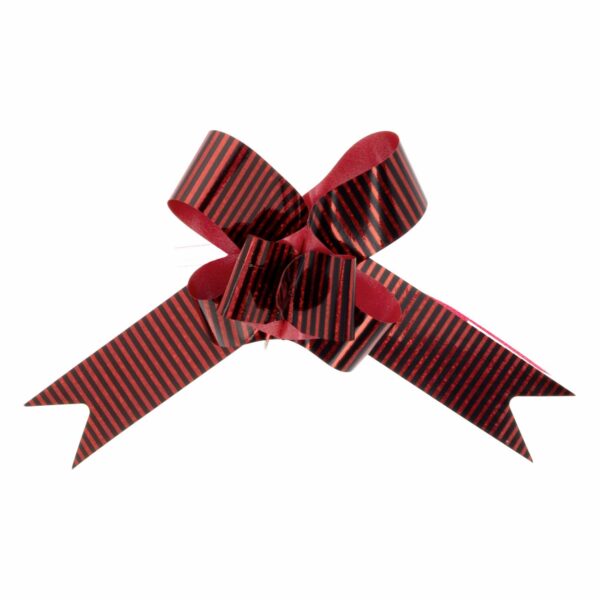 Lazo Mágico Para Regalos Rojo Impreso Paralelos Negro SPLENDOR 42 Cm X 19 Mm - Imagen 3