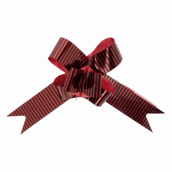 Lazo Mágico Para Regalos Rojo Impreso Paralelos Negro SPLENDOR 42 Cm X 19 Mm - Imagen 4