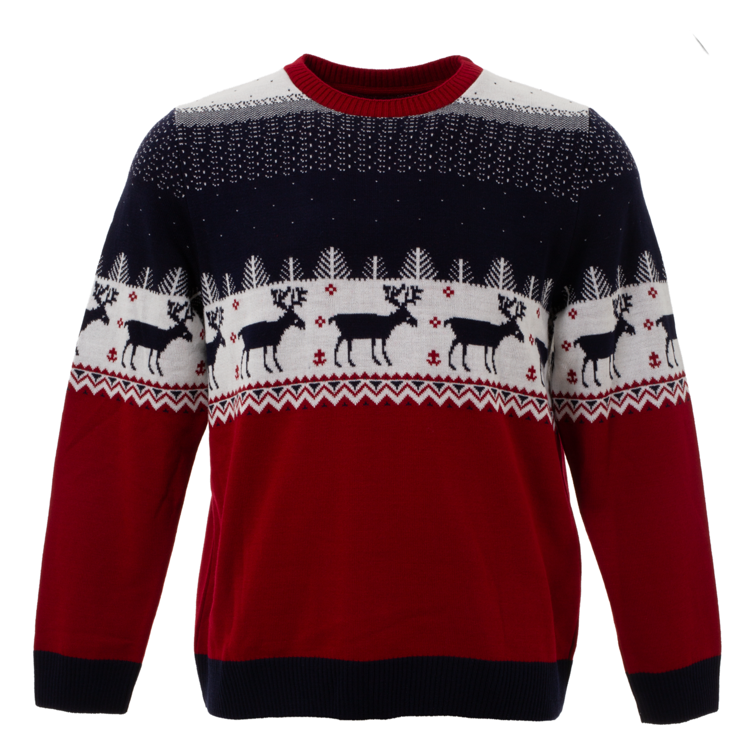 Sweaters Navidad Con Diseño De Reno Mangas Largas Cuello Redondo BLUE - Imagen 2