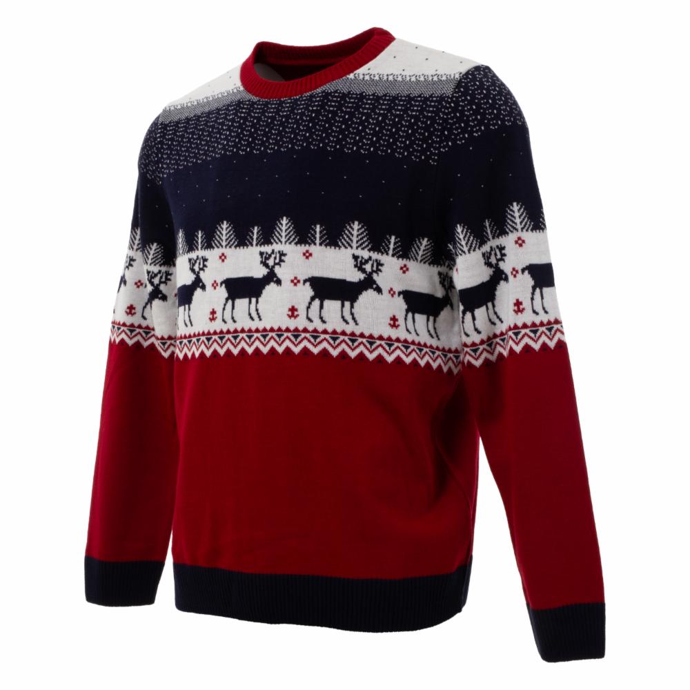Sweaters Navidad Con Diseño De Reno Mangas Largas Cuello Redondo BLUE - Imagen 3