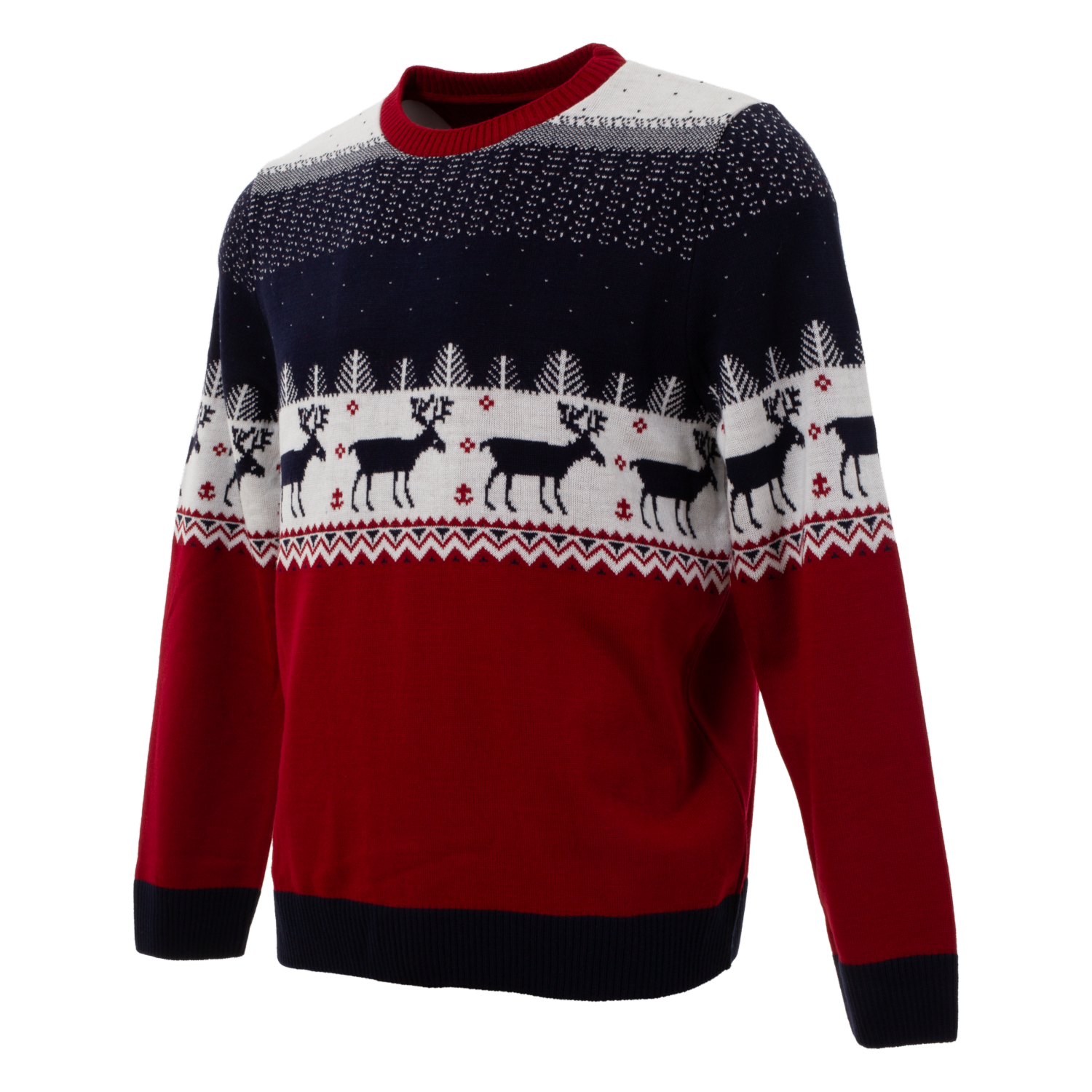 Sweaters Navidad Con Diseño De Reno Mangas Largas Cuello Redondo BLUE - Imagen 4