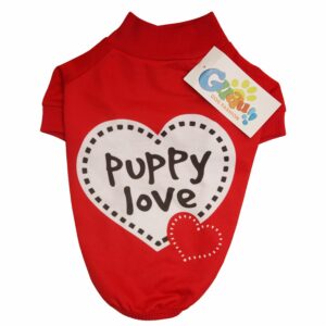 Camiseta Para Mascota Diseño Puppy Love Rojo GUAU DOG FASHION