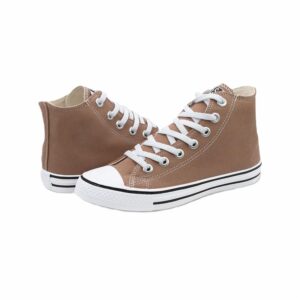 Zapato De Lona Ares Tobillo Alto Café Y Blanco VENUS