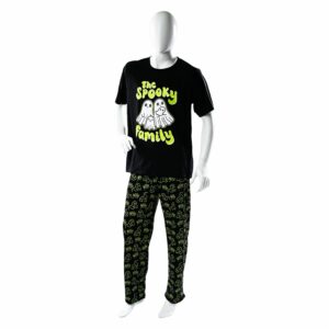 Pijama 2 Piezas Pantalón Y Camiseta Estampada Calavera Reflectiva Manga Larga Cuello Redondo HALLOWEEN