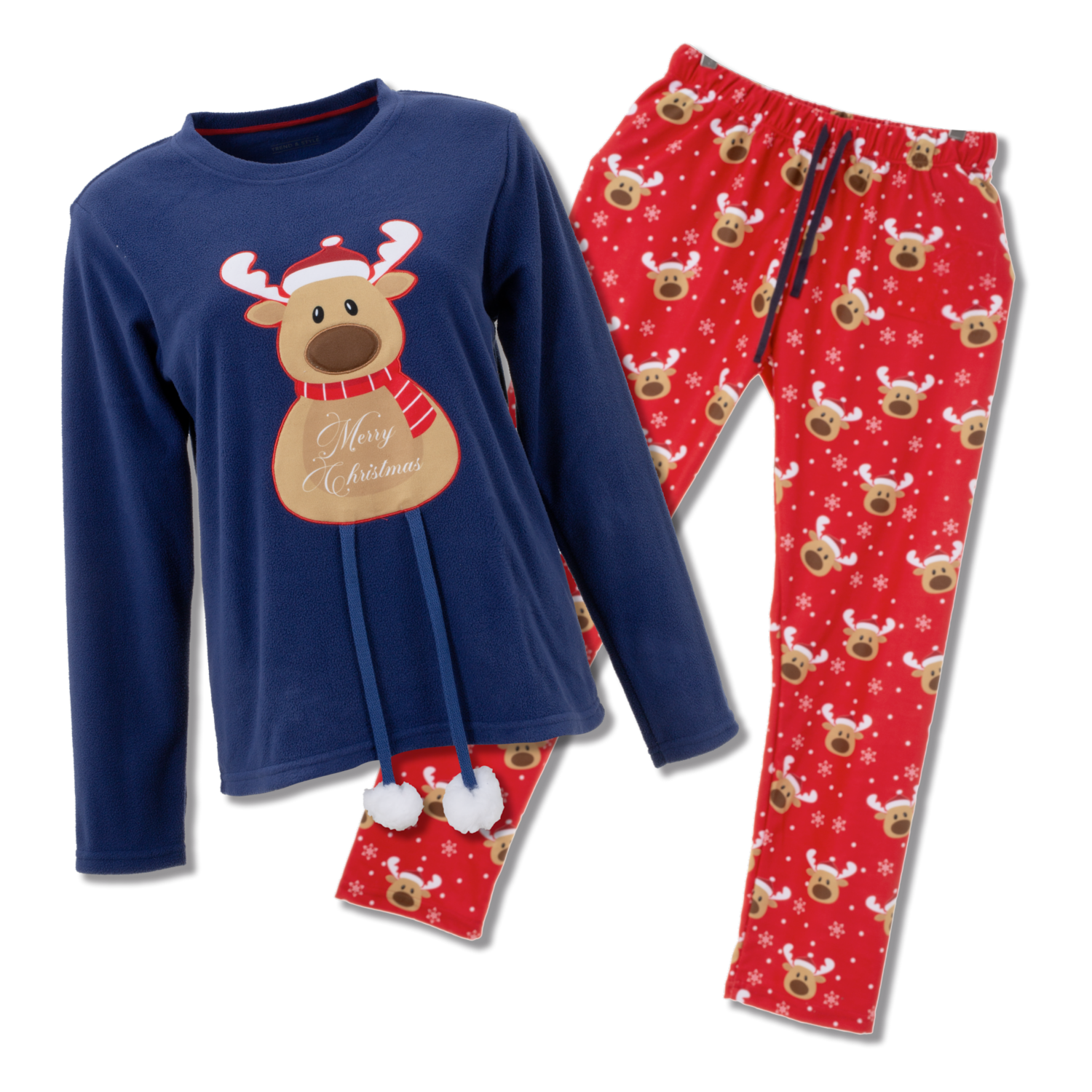 Pijama Polar Navidad 2 Piezas Camiseta Manga Larga Estampada Bluy Y Pantalón TREND & STYLE - Imagen 2