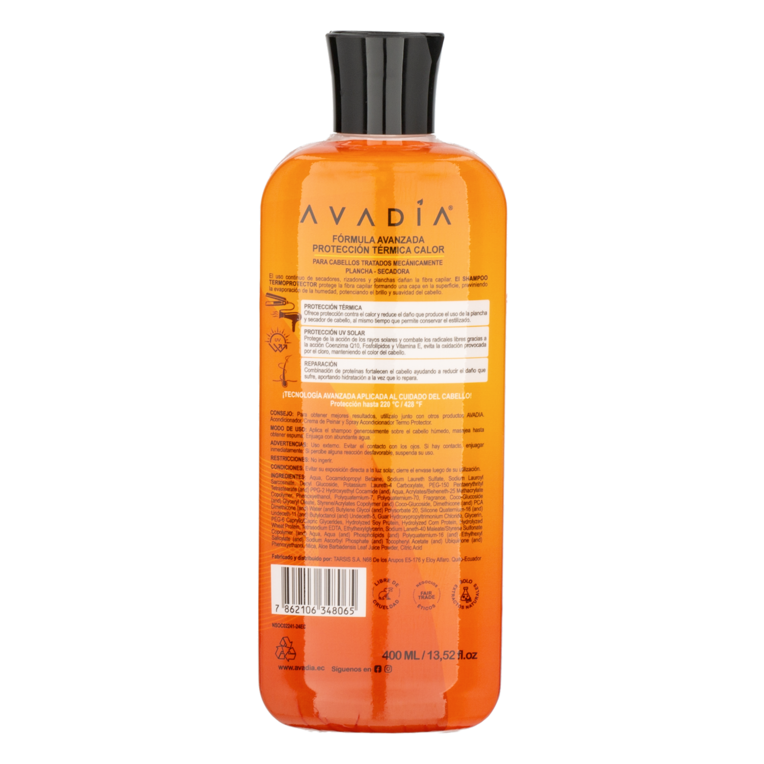 Shampoo Para Cabello Profesional Heat Protector Sin Sal AVADÍA 400 Ml - Imagen 4