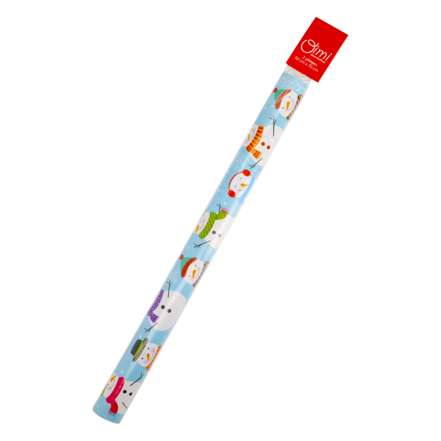 Papel Para Regalo Navideño Diseño Muñecos De Nieve 50 X 70 Cm OIMI 2 Pliegos - Imagen 2