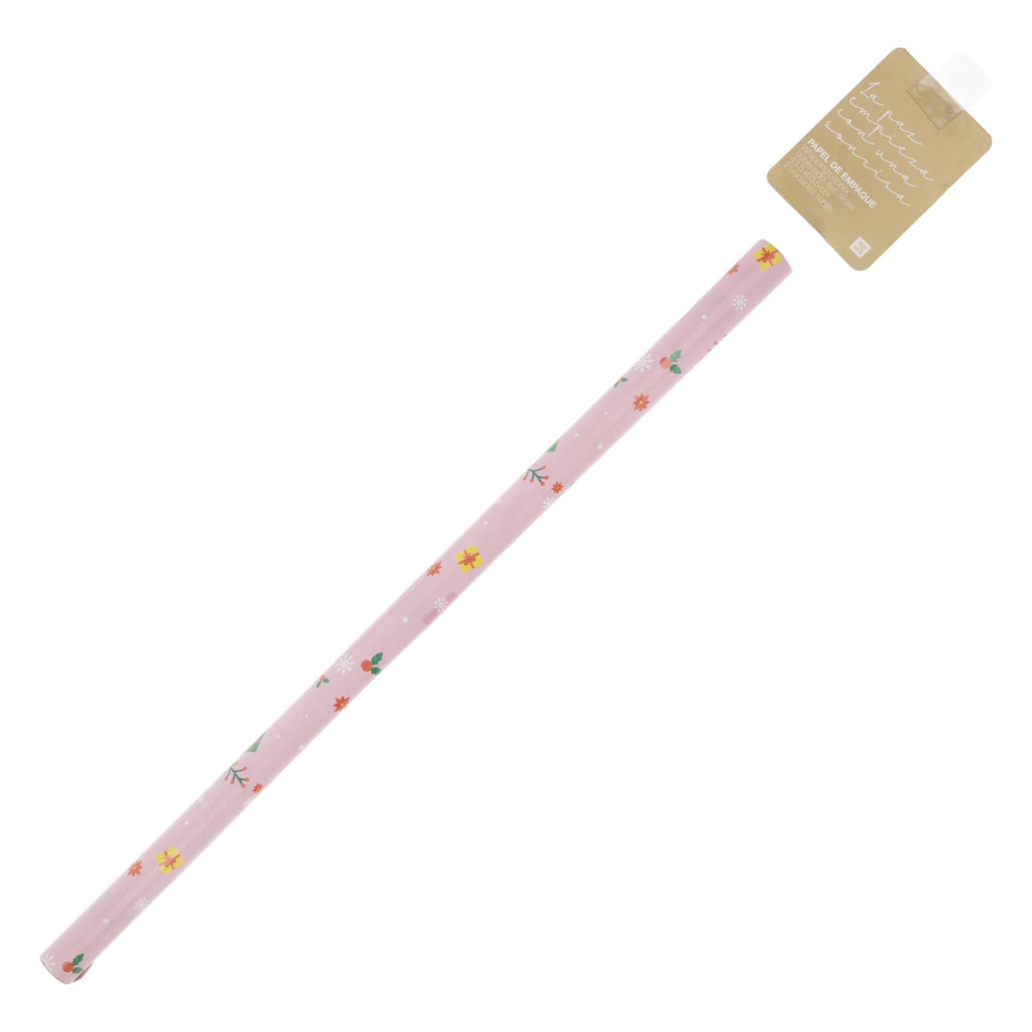 Papel De Regalo Navideño Doble Lado Rosado IGUALNOIGUAL 43,5 X 63,5 X 2 Uds - Imagen 2