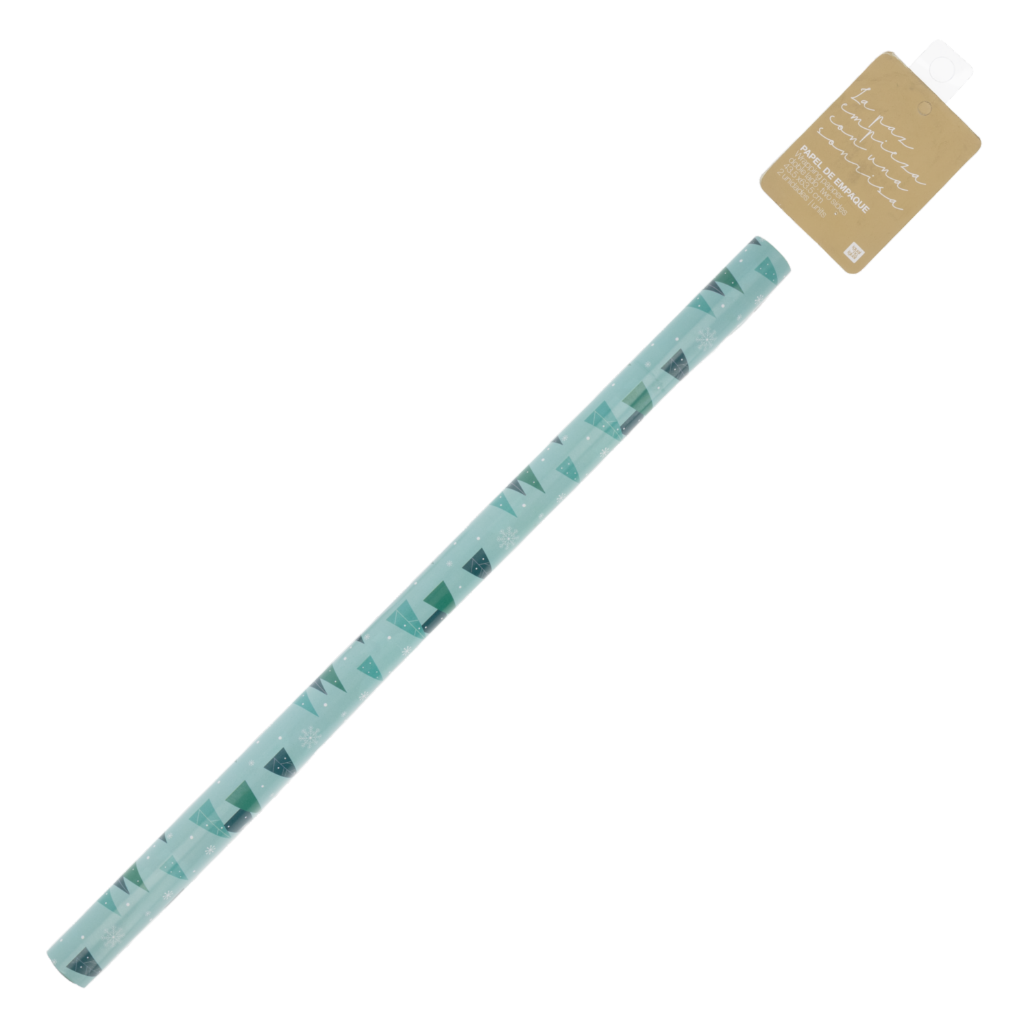 Papel De Regalo Navideño Doble Lado Turquesa Y Negro IGUALNOIGUAL 43,5 X 63,5 X 2 Uds - Imagen 2