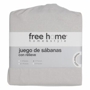 Juego De Sábanas Con Relieve Bouquet Gris FREE HOME