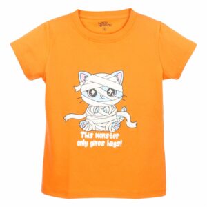 Camiseta Halloween Gato Momia Manga Corta Cuello Redondo CACAO COUNTRY