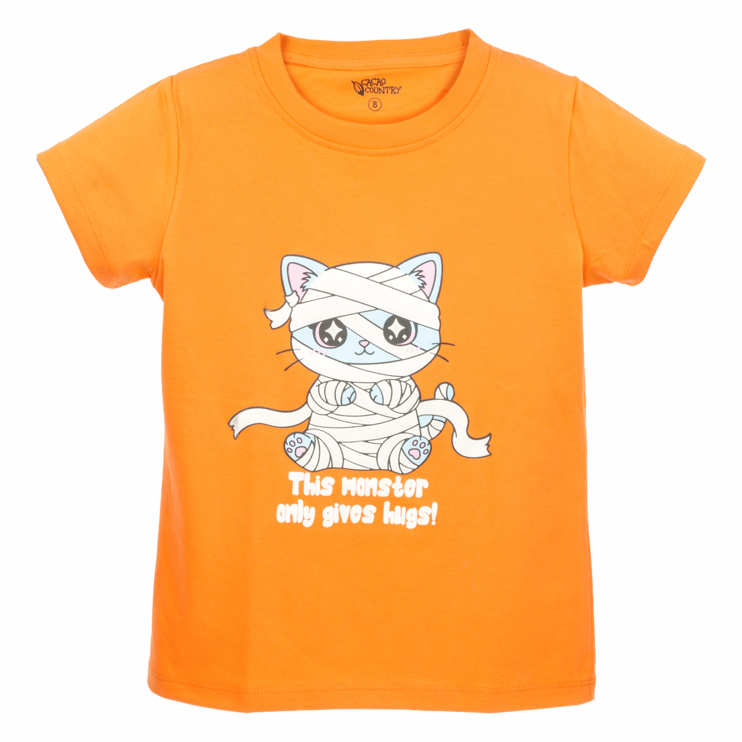 Camiseta Halloween Gato Momia Manga Corta Cuello Redondo CACAO COUNTRY - Imagen 2
