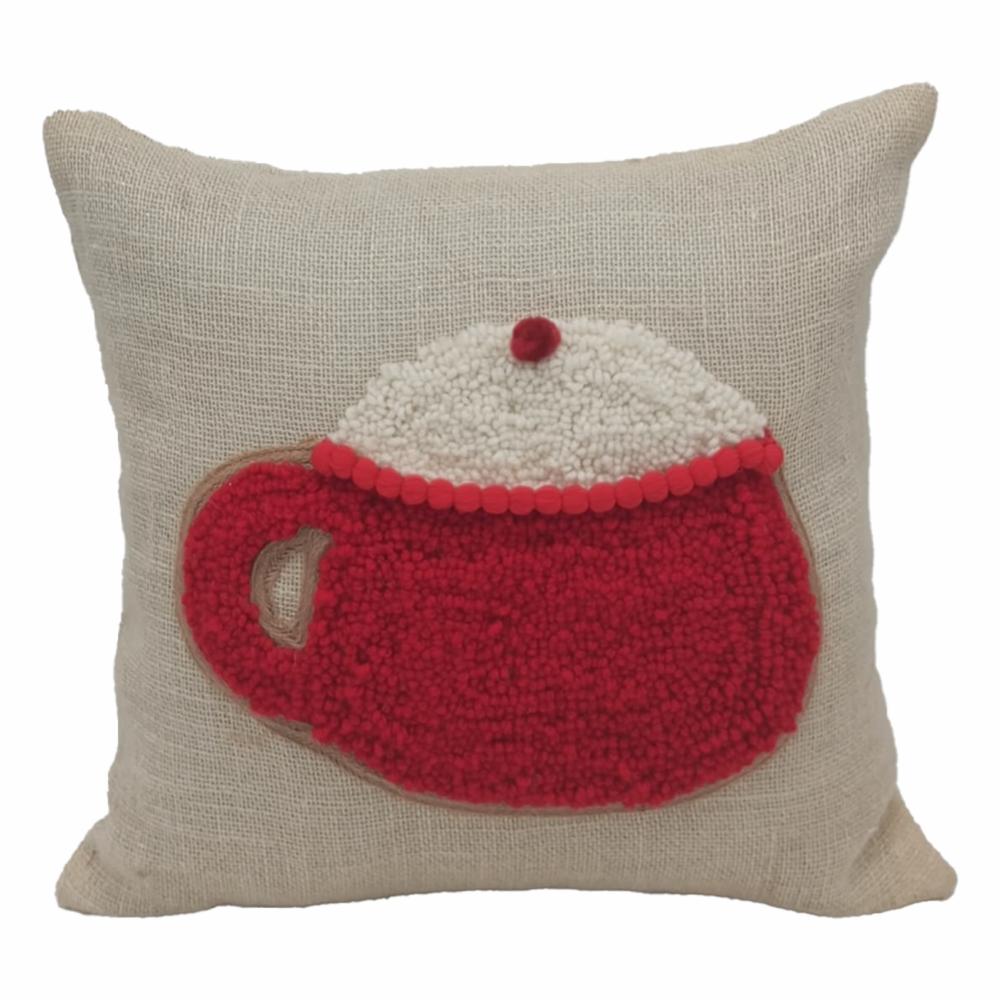 Cojín Navideño De Yute Diseño Taza POMAROSA 45X45 CM - Imagen 2
