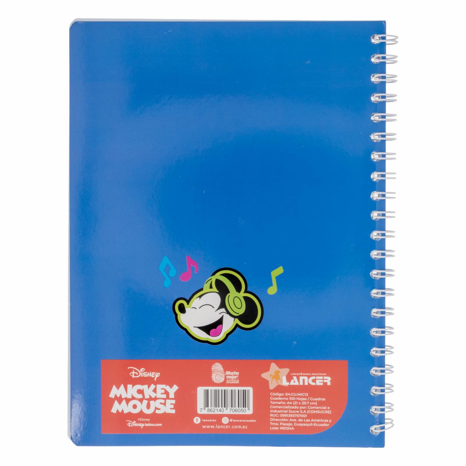 Cuaderno Universitario A Cuadros Diseño Mickey DISNEY 100 Hojas - Imagen 3