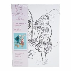 Set Lienzo Pintura Con Pincel Y Paleta Princesas DISNEY 40X30 Cm