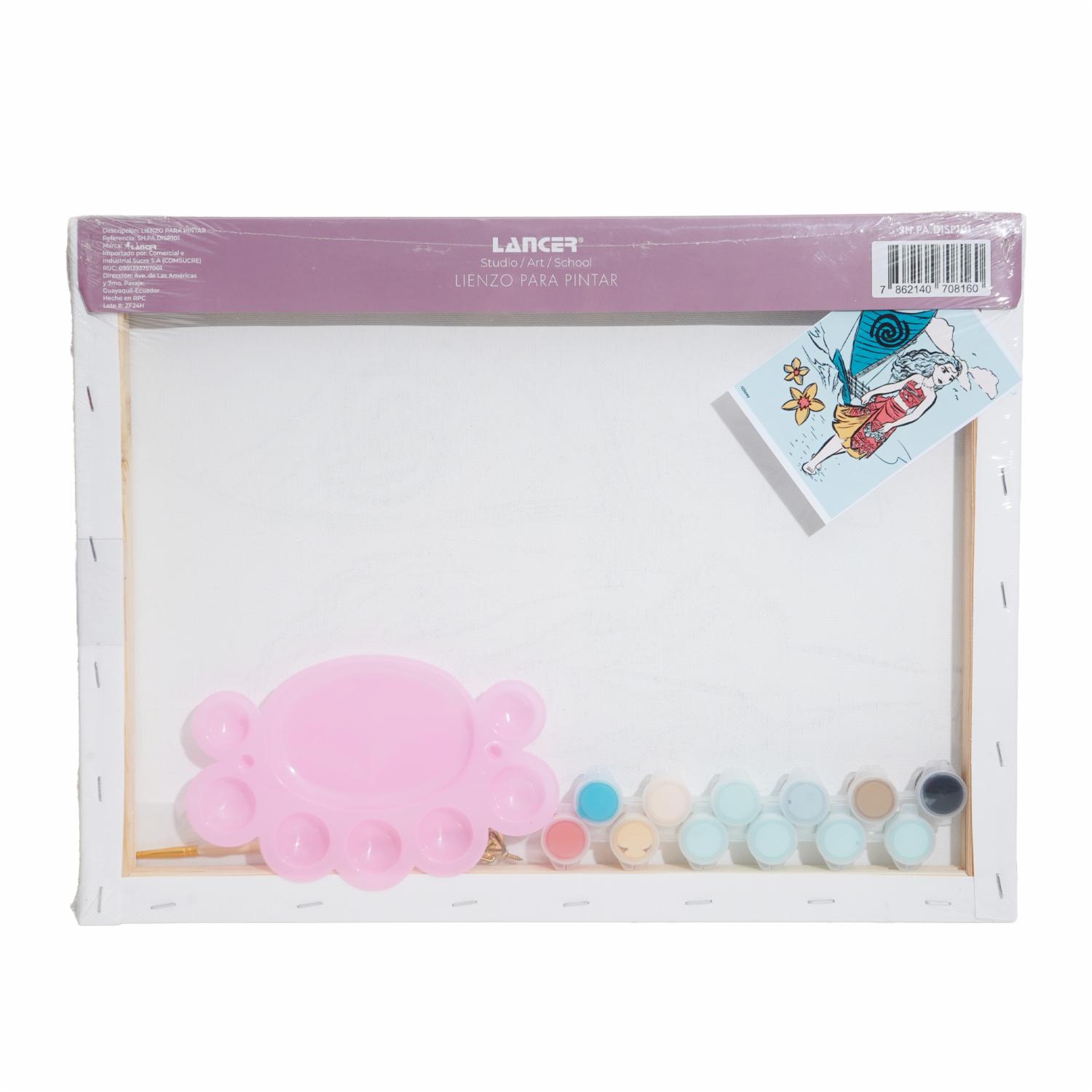 Set Lienzo Pintura Con Pincel Y Paleta Princesas DISNEY 40X30 Cm - Imagen 2