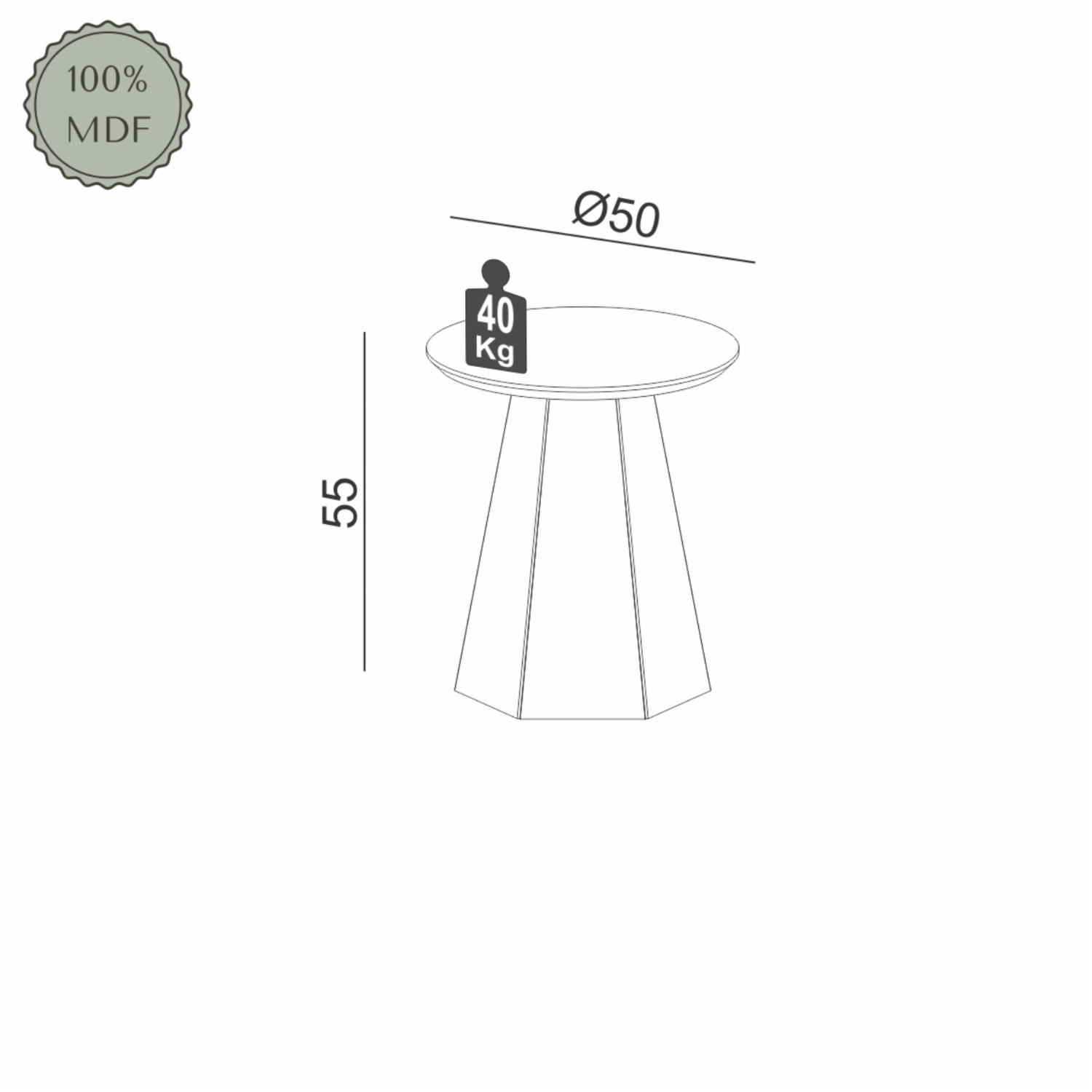 Mesa Lateral Modelo Tb606 Wj Color Off White DALLA COSTA Mdf - Imagen 5