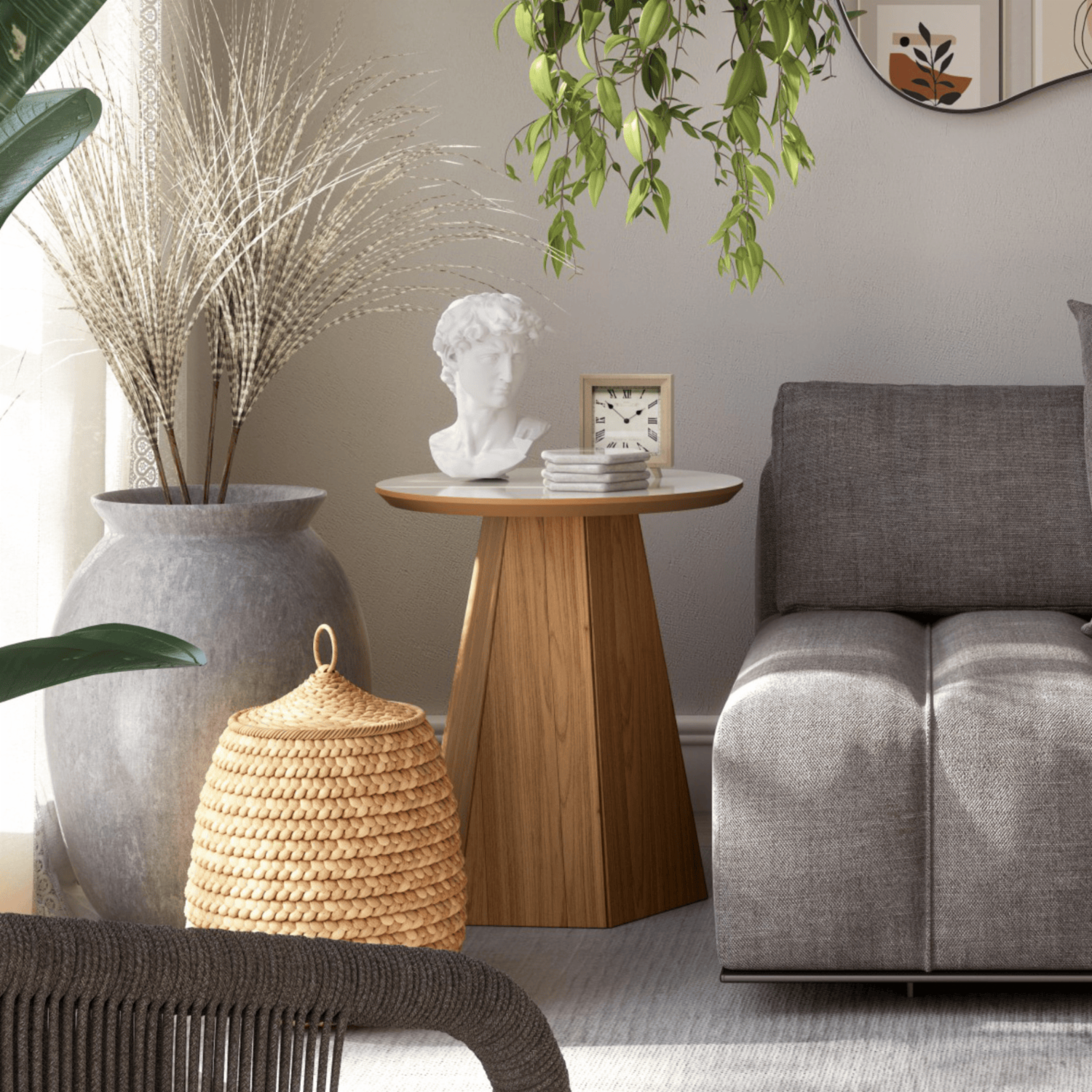 Mesa Lateral Modelo Tb606 Wj Color Off White DALLA COSTA Mdf - Imagen 6