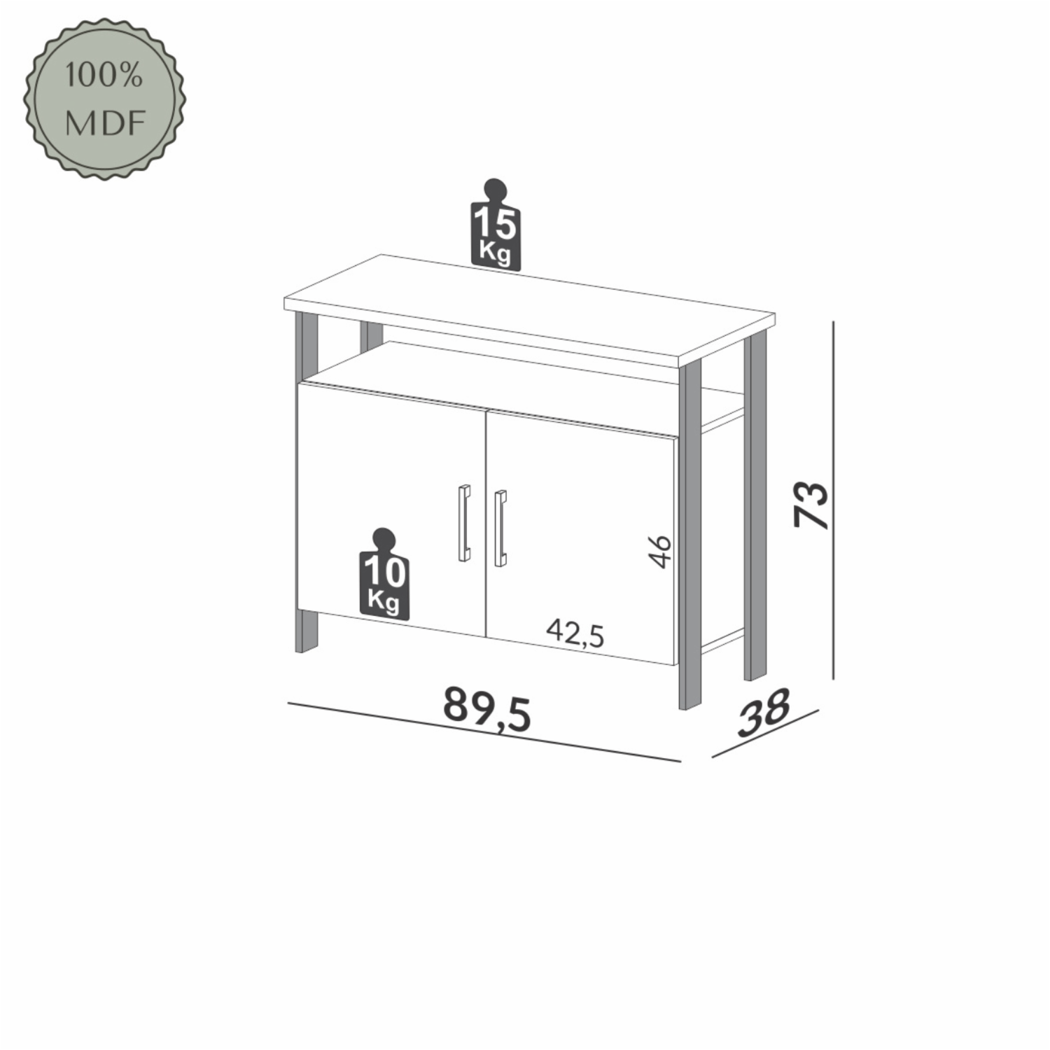 Bufetero Modelo F32 Wjg 2 Puertas Color Off white Y Freijo DALLA COSTA