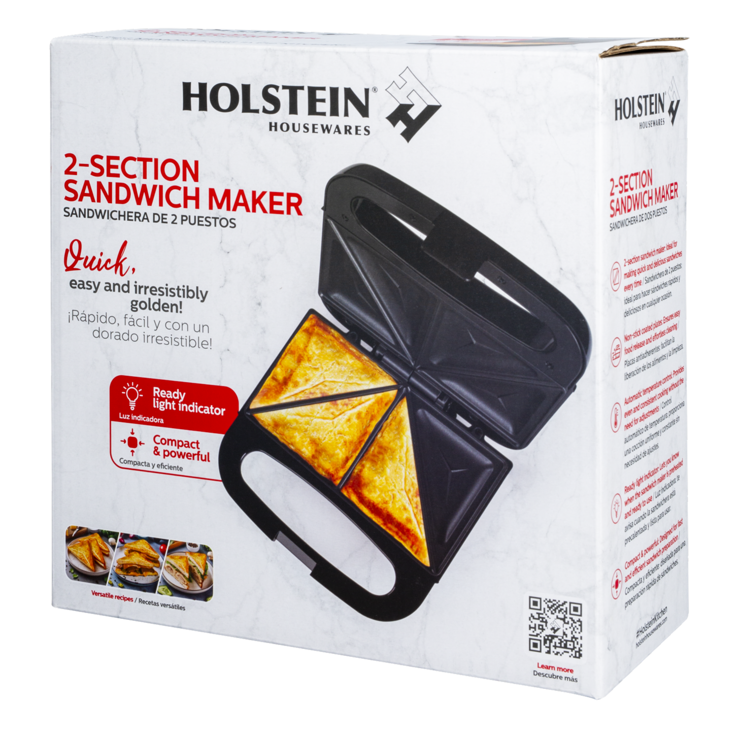 Sanduchera Negra HOLSTEIN 2 Panes