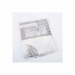 Cortina De Baño Con Gancho Blanco Y Negro FREE HOME De 180 X 180Cm