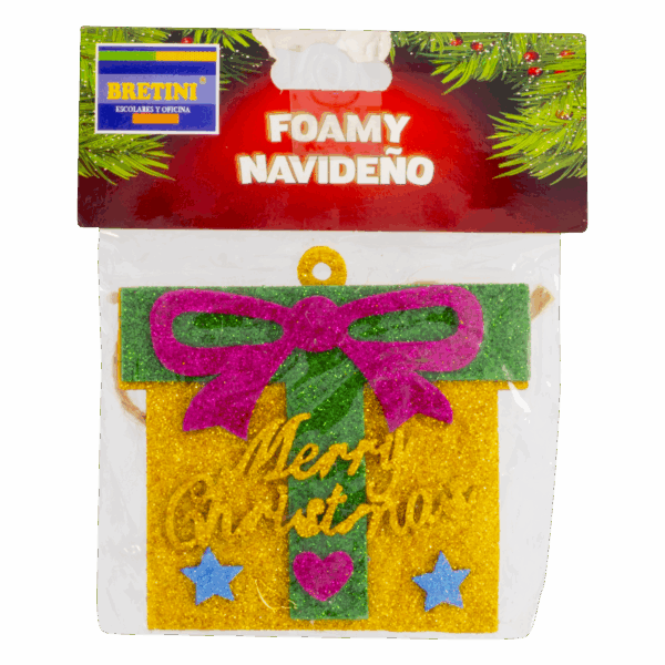 Foamy Navideño Diseño Regalo Merry Christmas BRETINI Amarillo - Imagen 2