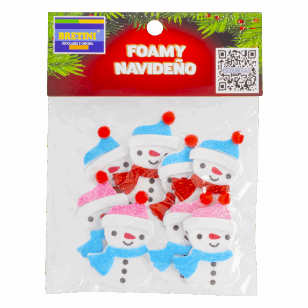 Foamy Navidad Muñecos De Nieve Con Escarcha BRETINI X 8 - Imagen 2