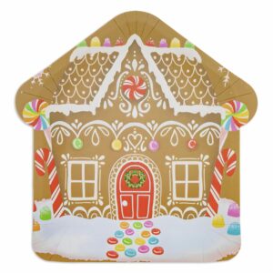 Platos Desechables Navideño Casa De Jengibre 23 Cm IMPORTADORA CUMPLEAÑOS X 8 Uds