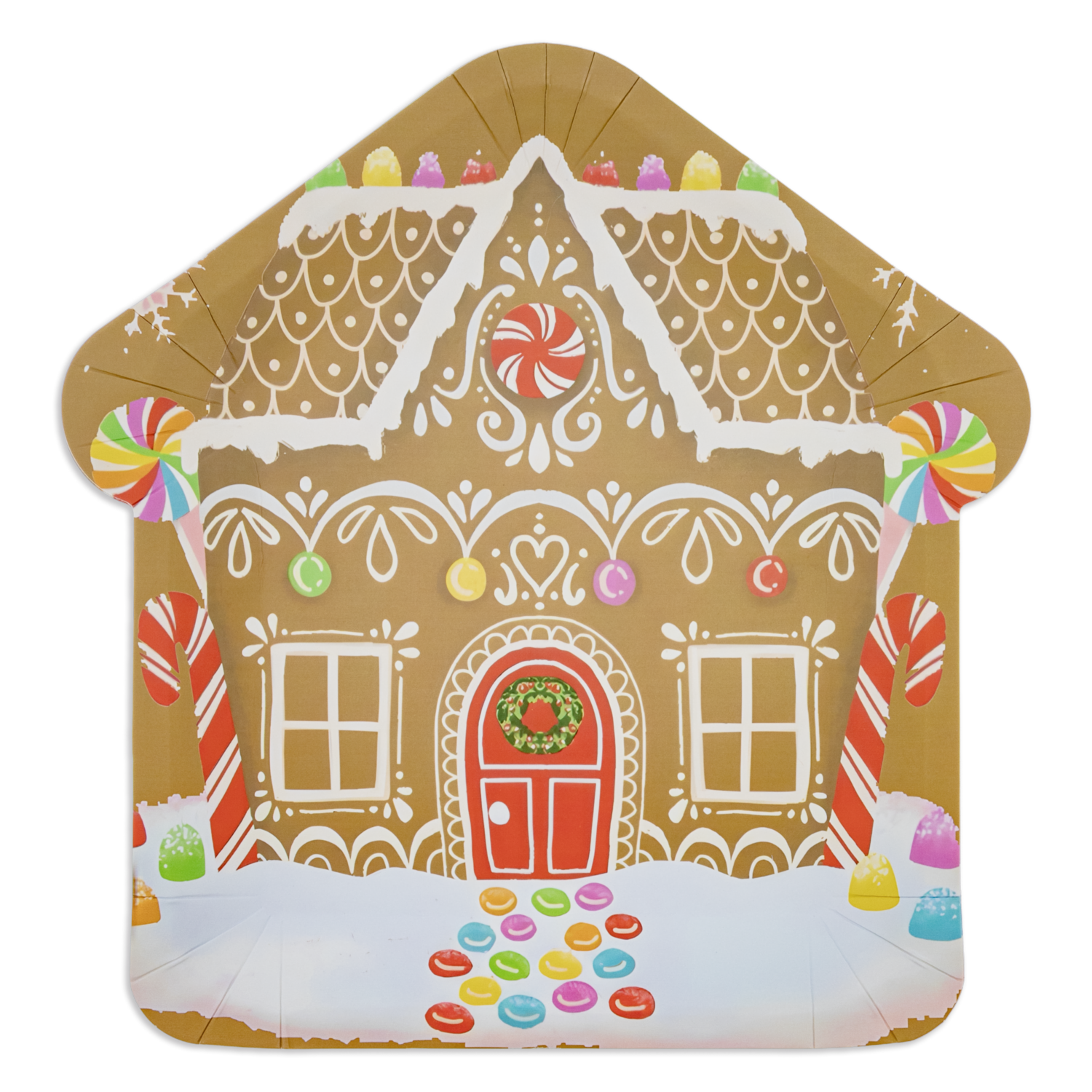 Platos Desechables Navideño Casa De Jengibre 23 Cm IMPORTADORA CUMPLEAÑOS X 8 Uds - Imagen 2