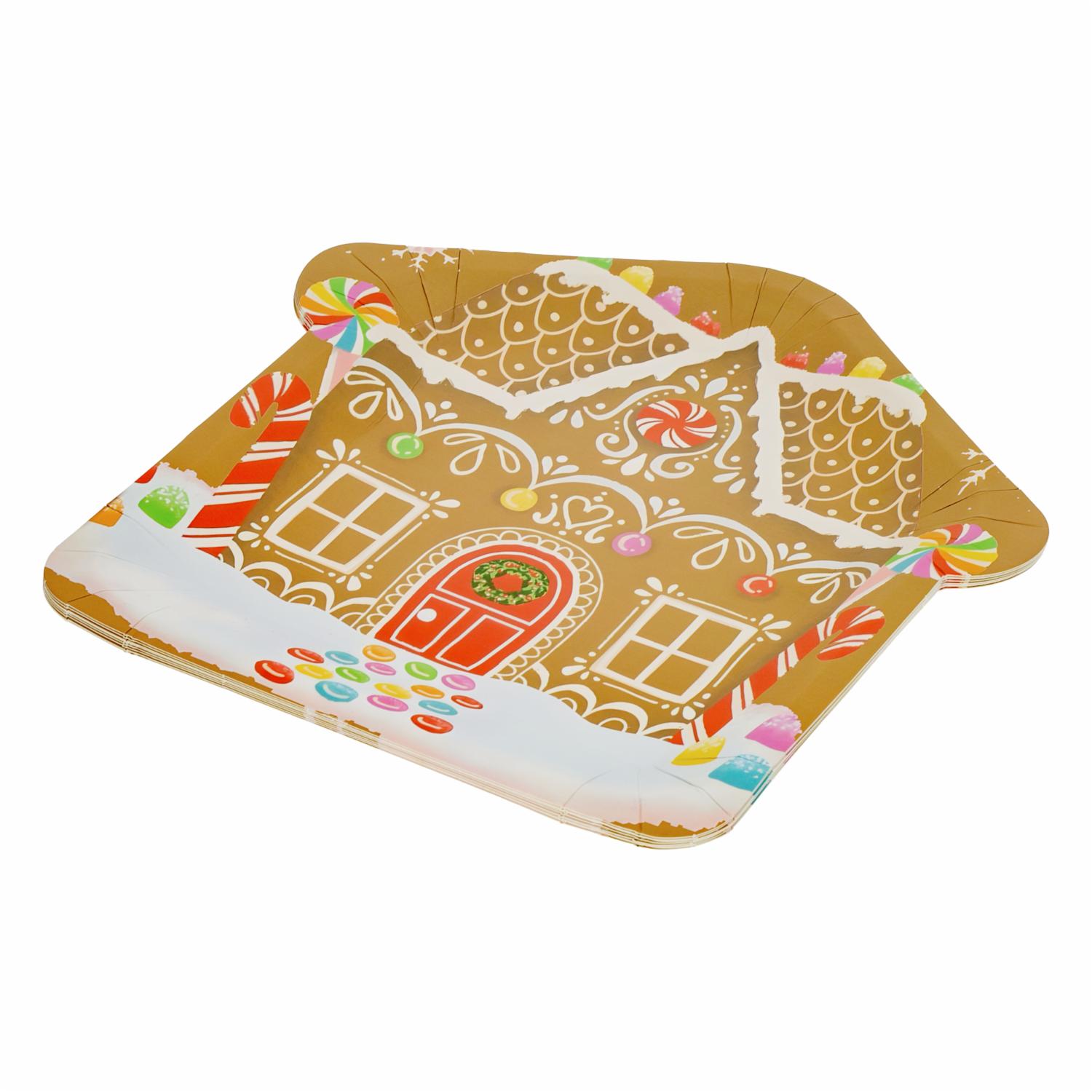 Platos Desechables Navideño Casa De Jengibre 23 Cm IMPORTADORA CUMPLEAÑOS X 8 Uds - Imagen 3
