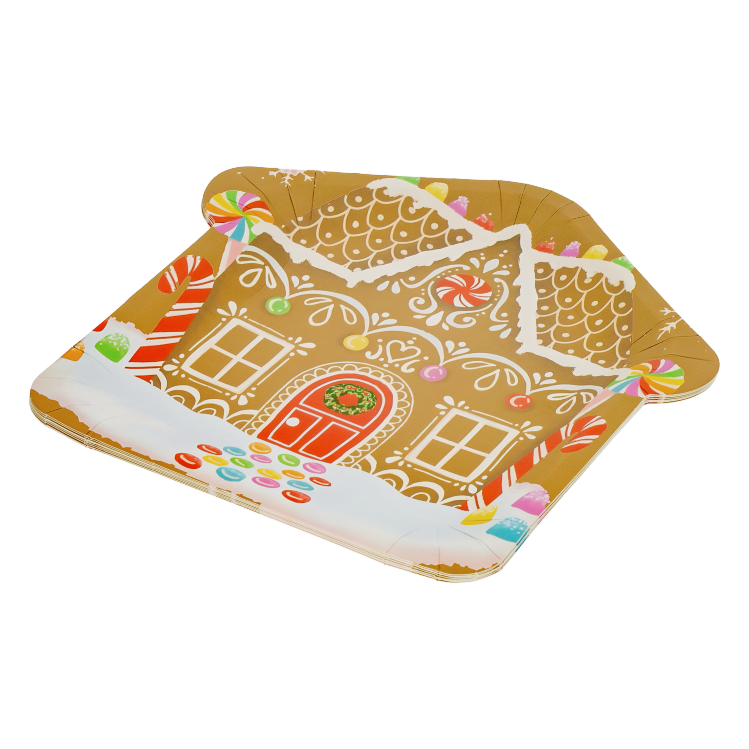 Platos Desechables Navideño Casa De Jengibre 23 Cm IMPORTADORA CUMPLEAÑOS X 8 Uds - Imagen 4