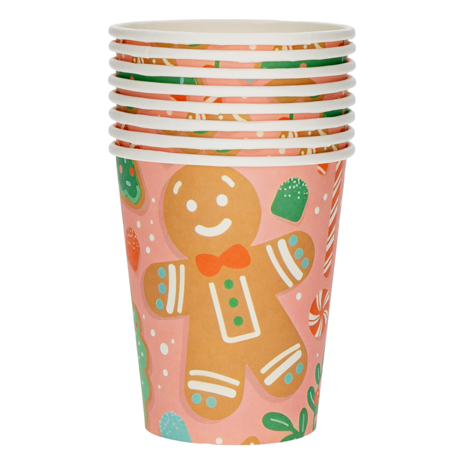 Vasos Desechables Navideño Jengibre 266 Ml IMPORTADORA CUMPLEAÑOS X 8 Uds - Imagen 2