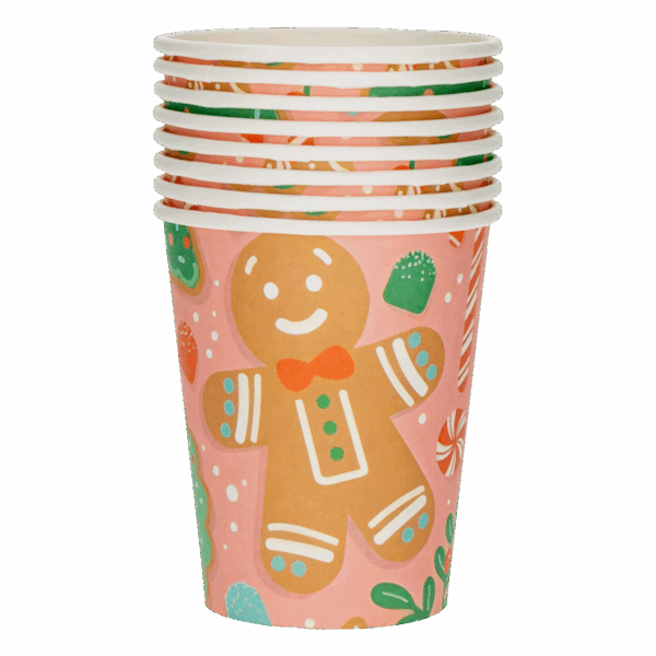Vasos Desechables Navideño Jengibre 266 Ml IMPORTADORA CUMPLEAÑOS X 8 Uds - Imagen 2