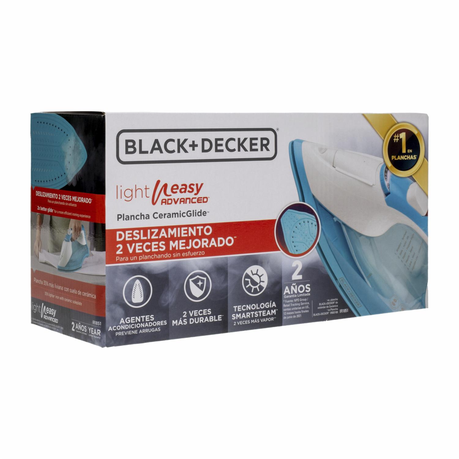 Plancha A Vapor Suela De Cerámica Anti Arrugas Azul BLACK & DECKER IR1851 - Imagen 4