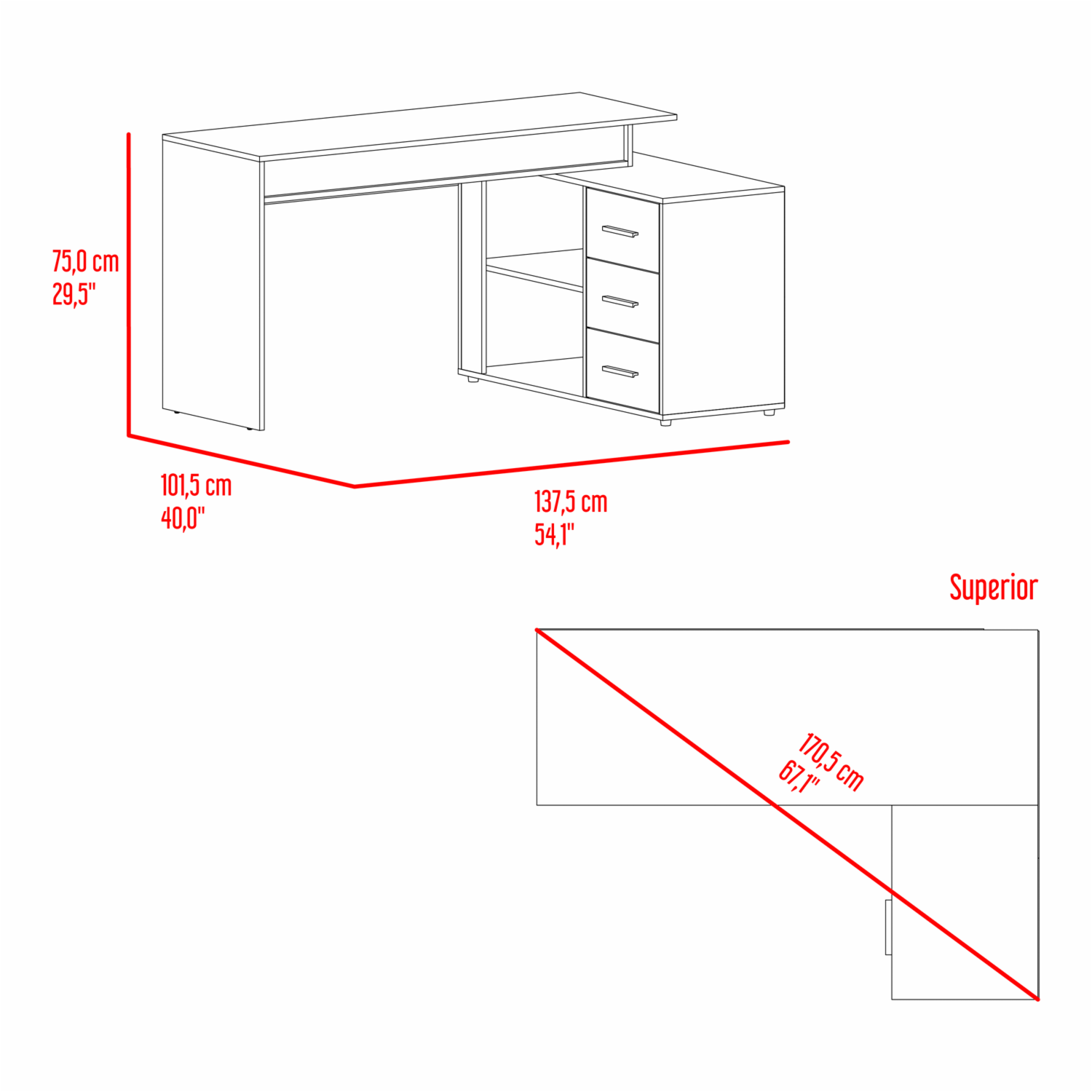 Escritorio Upton Capri Agave RTA MDF - Imagen 12