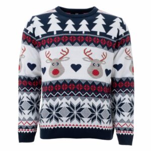 Sweater Navidad Con Diseño Árbol Azul Y Blanco BLUE