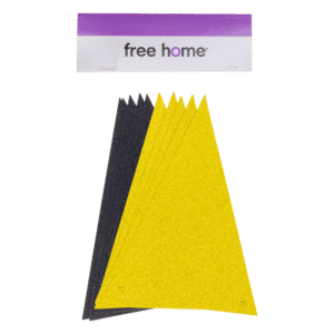 Banderín Triangular Negro Y Dorado FREE HOME 13 X 18 Cm