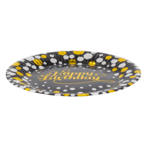 Plato 7" Negro Happy Birthday IMPORTADORA CUMPLEAÑOS X10 unidades