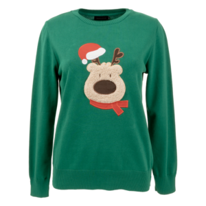 Sweaters Navidad Con Diseño De Reno Mangas Largas Cuello Redondo TREND & STYLE