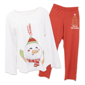 Pijama Navidad Familia 2 Piezas Camiseta Estampado Muñeco De Nieve Y Pantalón BAMBOLOO