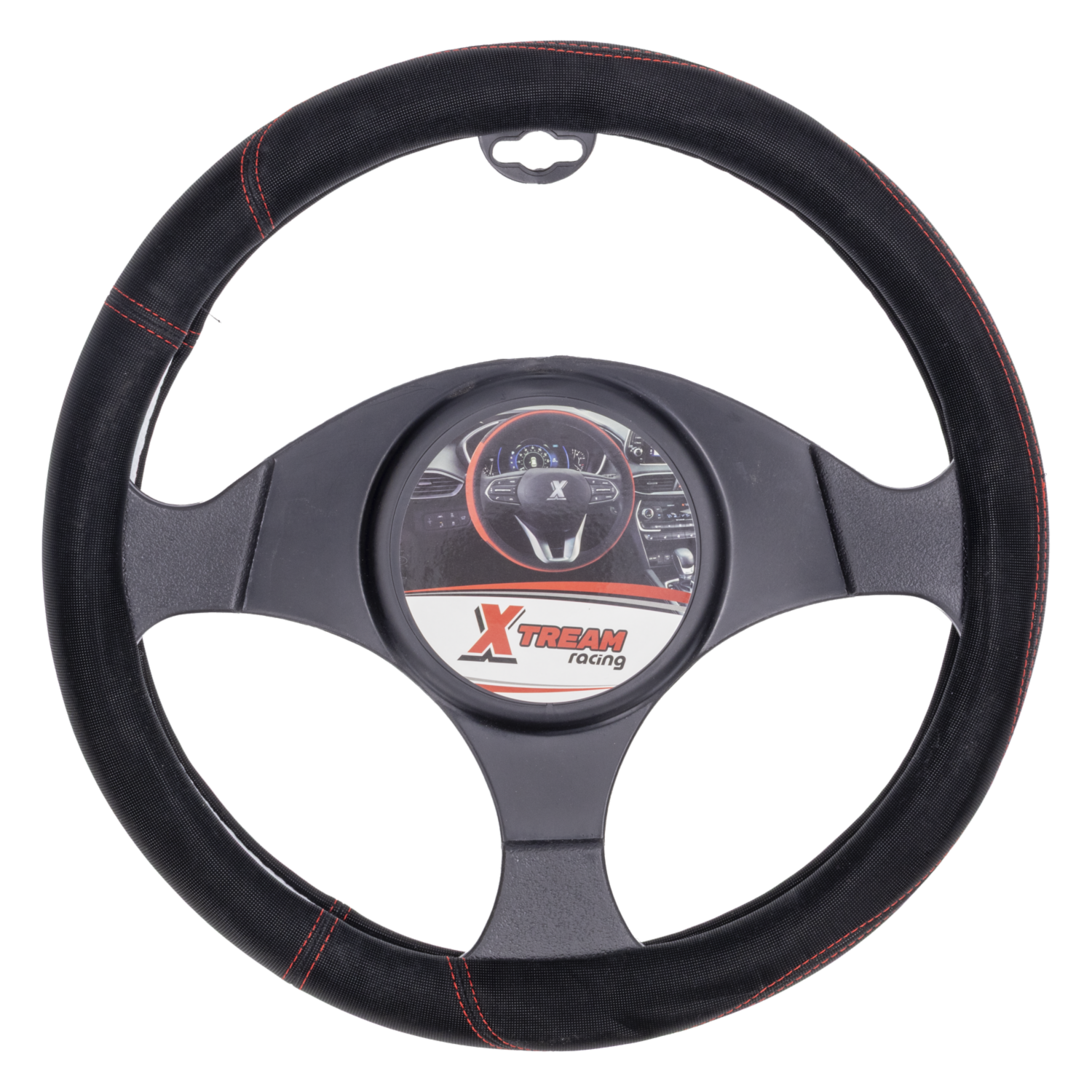 Forro De Volante Micro Fibra Negro Con Rojo Costura Soport XTREAM RACING 85Mm - Imagen 2