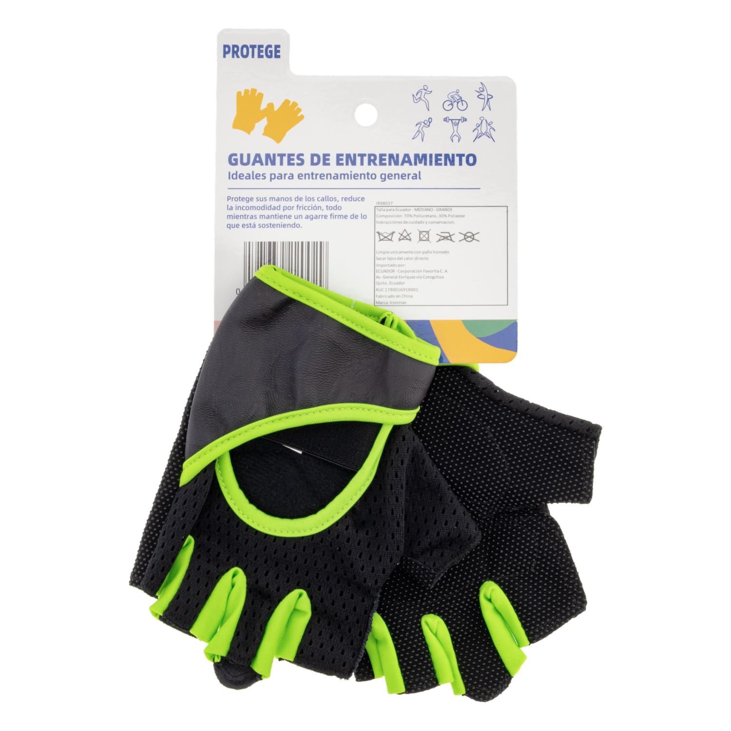 Guantes De Ejercicios Verde Para Entrenamiento General IRON MAN Mediano