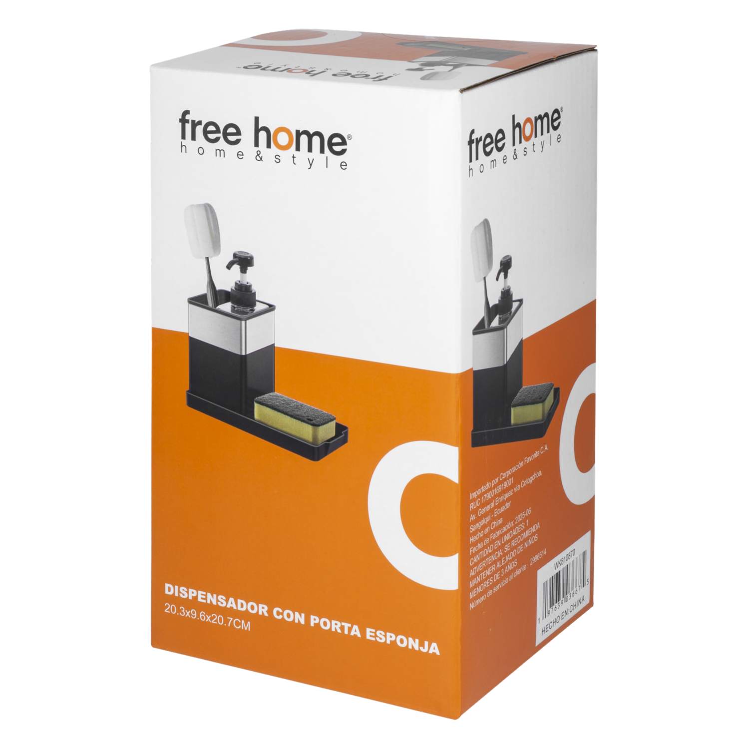 Porta Esponja Con Dispensador De Jabón FREE HOME 17.6X9.6X19.7 CM