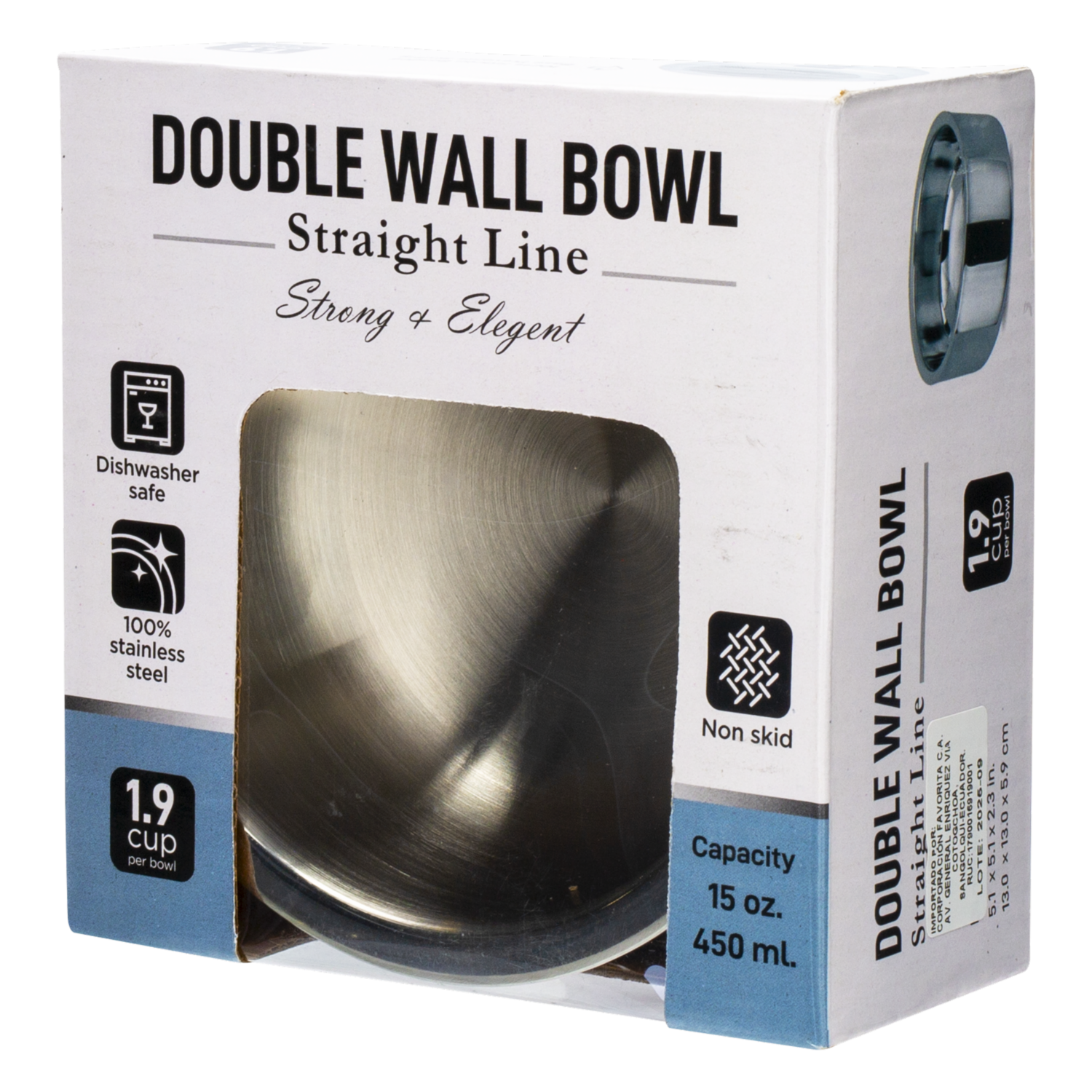 Plato Para Mascota Diseño Straight Line Con Base De Silicona Doble Pared KUMAR 450 Ml