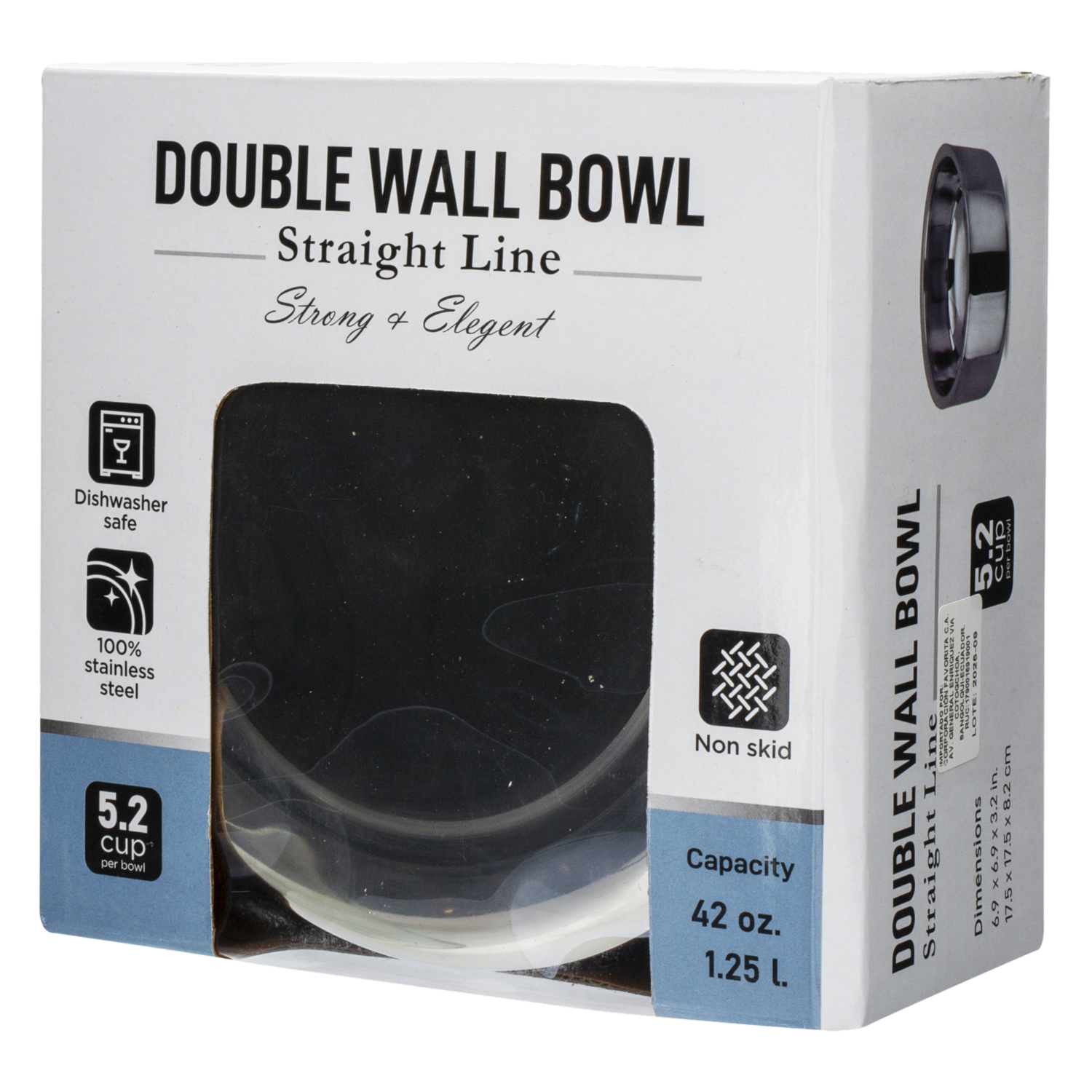 Plato Para Mascota Diseño Straight Line Con Base De Silicona Doble Pared KUMAR 1,25 Ml