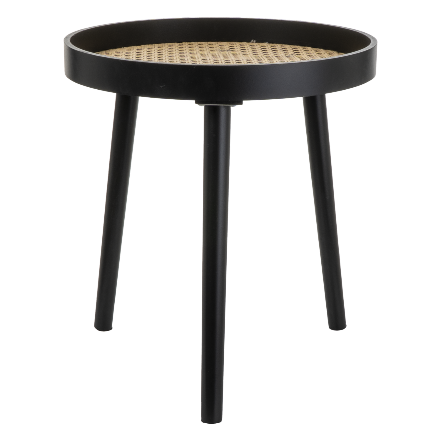 Mesa Lateral Pequeña Negra Con Malla Beige FREE HOME Mdf
