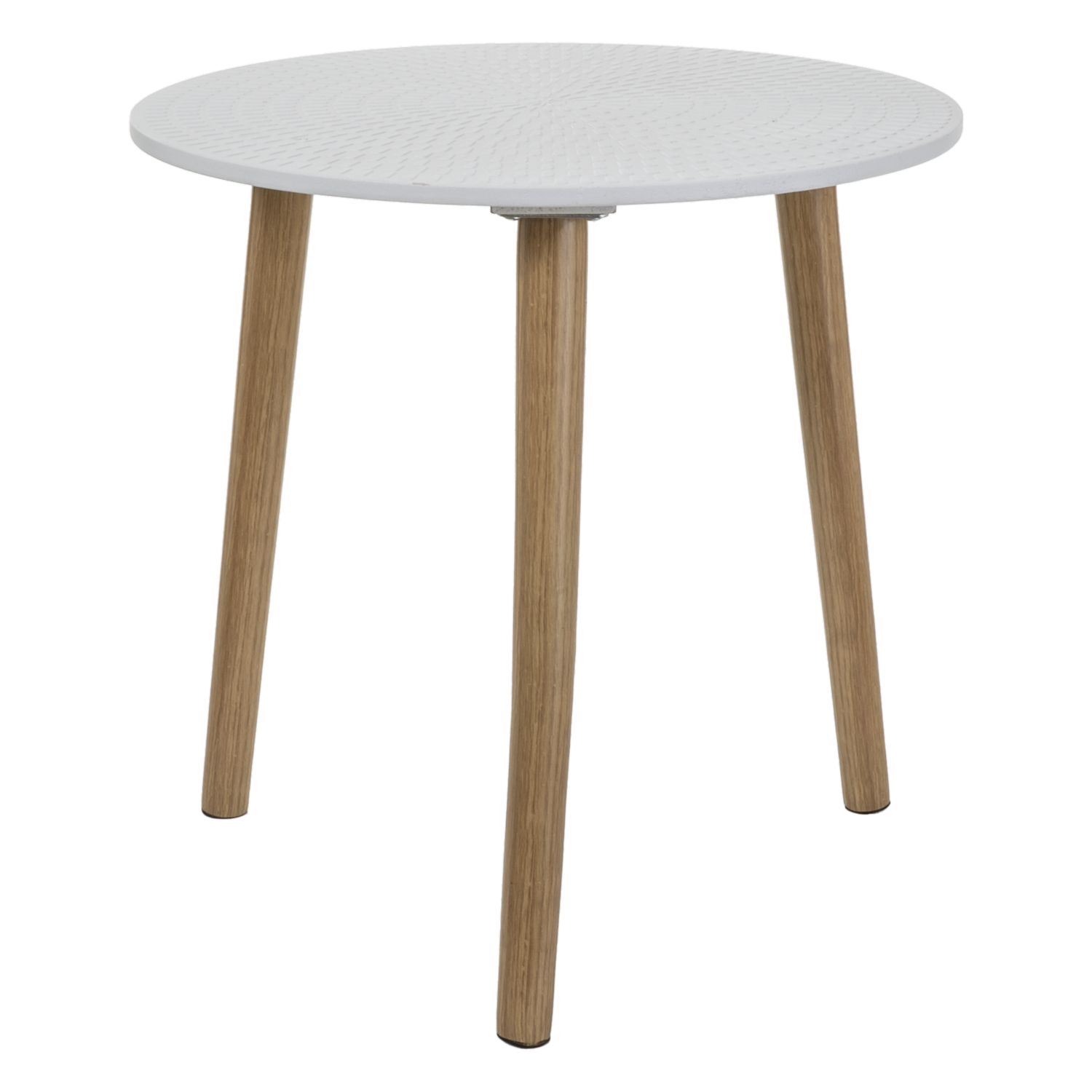 Mesa Lateral Pequeña Blanca Con Patas Amaderadas FREE HOME Mdf